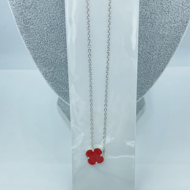 15MM classic single clover pendant stainless steel necklace for women