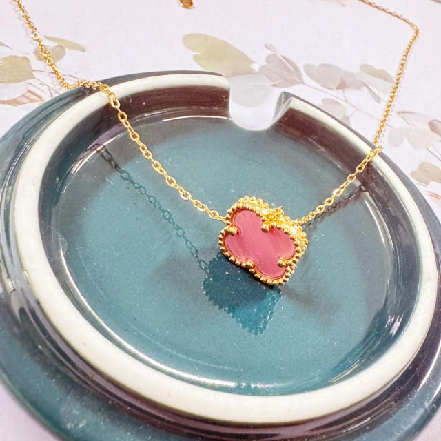 15MM classic single clover pendant stainless steel necklace for women