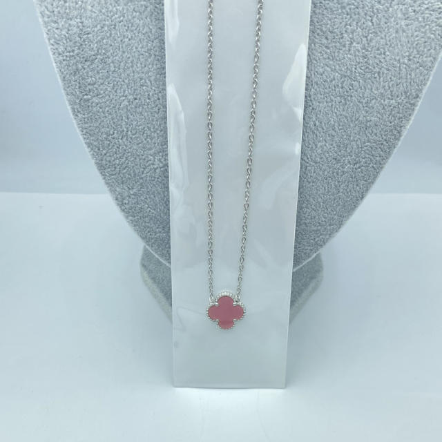 15MM classic single clover pendant stainless steel necklace for women
