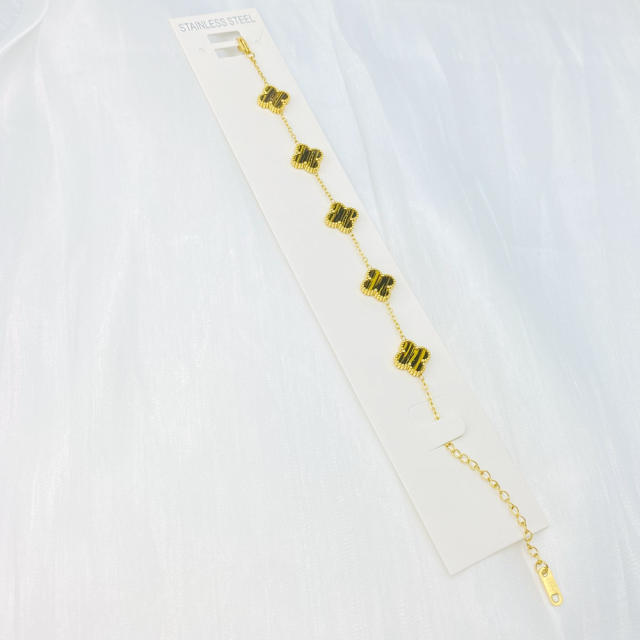 13mm high quality non-fading stainless steel four-leaf clover bracelet for women