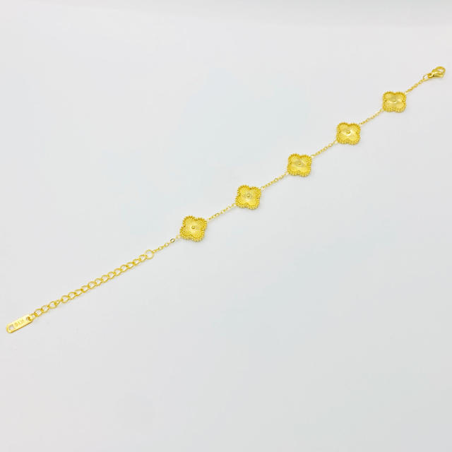 13mm high quality non-fading stainless steel four-leaf clover bracelet for women