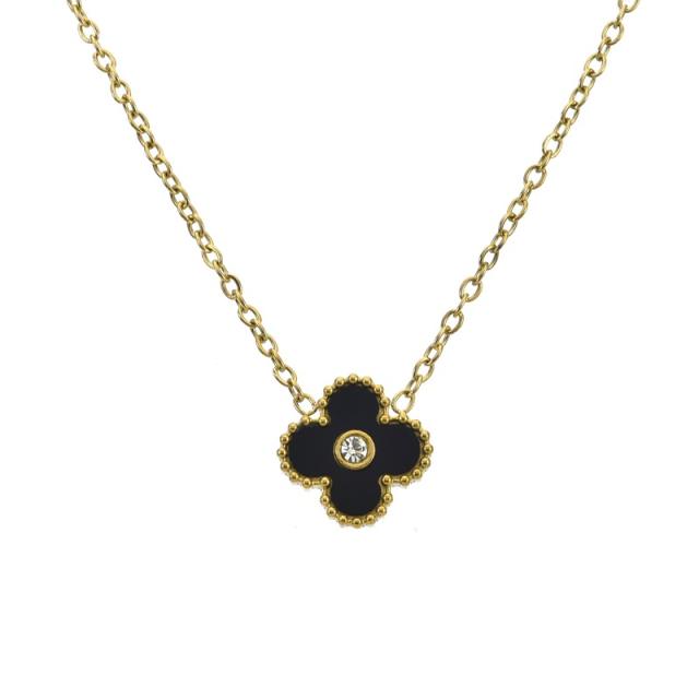 13MM Four-leaf Clover Diamond Necklace stainless steel necklace for women