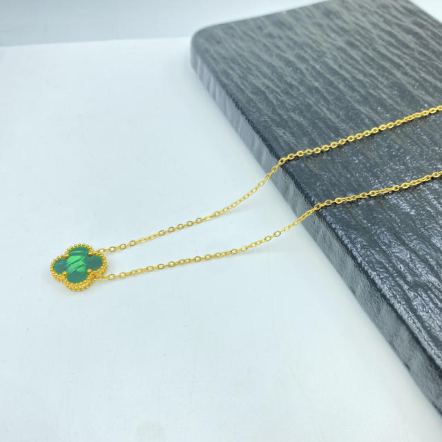 15MM classic single clover pendant stainless steel necklace for women