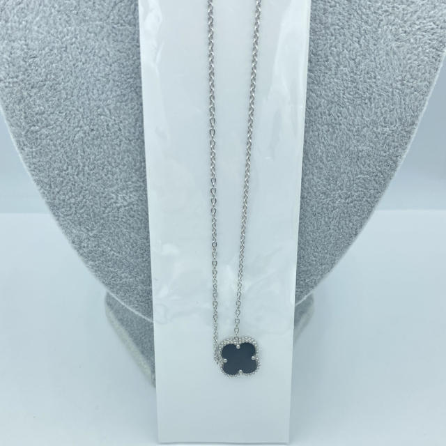 15MM classic single clover pendant stainless steel necklace for women