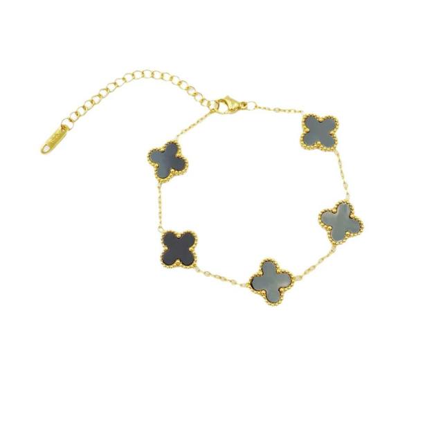 13mm high quality non-fading stainless steel four-leaf clover bracelet for women