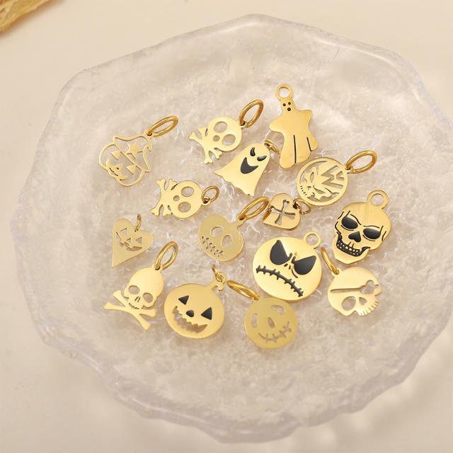 Halloween Jewelry New Stainless Steel Skull Pendant Earrings Necklace Pendant Accessories Wholesale