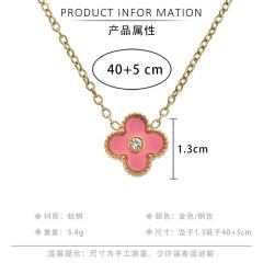13MM Four-leaf Clover Diamond Necklace stainless steel necklace for women
