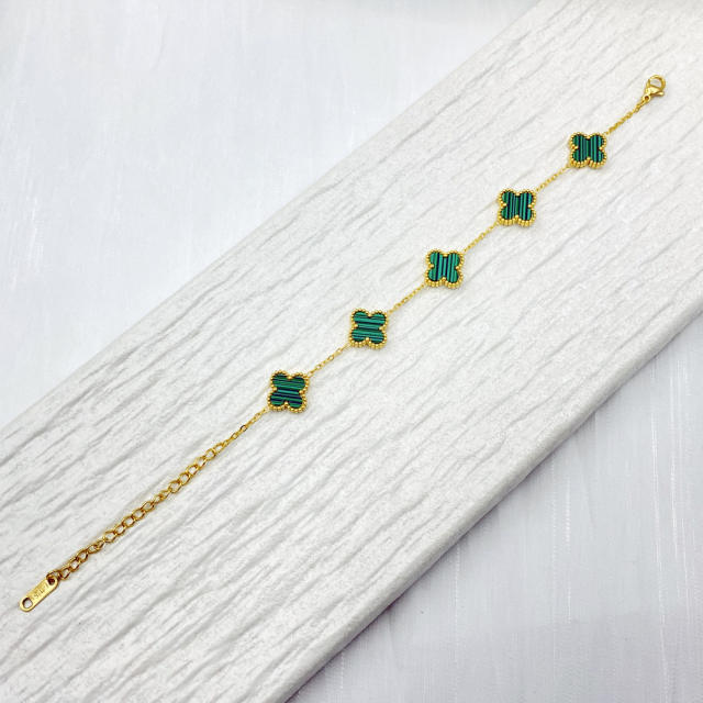 13mm high quality non-fading stainless steel four-leaf clover bracelet for women