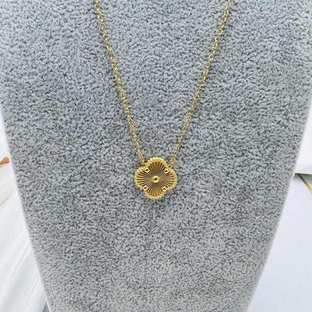 15MM classic single clover pendant stainless steel necklace for women