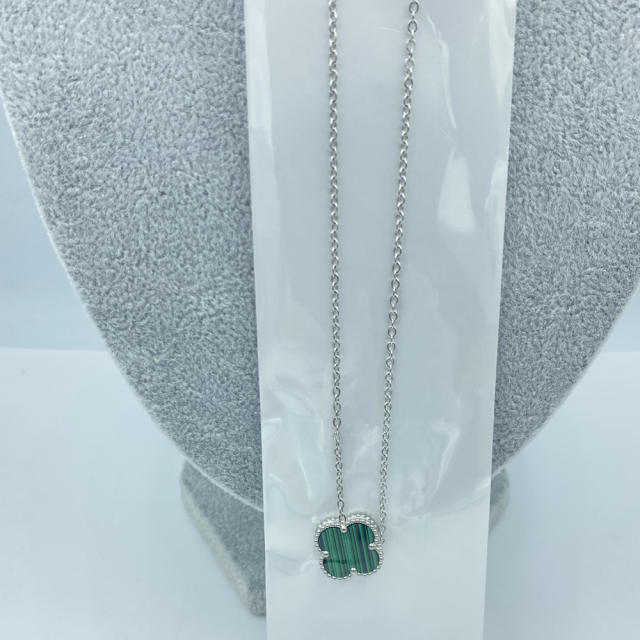 15MM classic single clover pendant stainless steel necklace for women