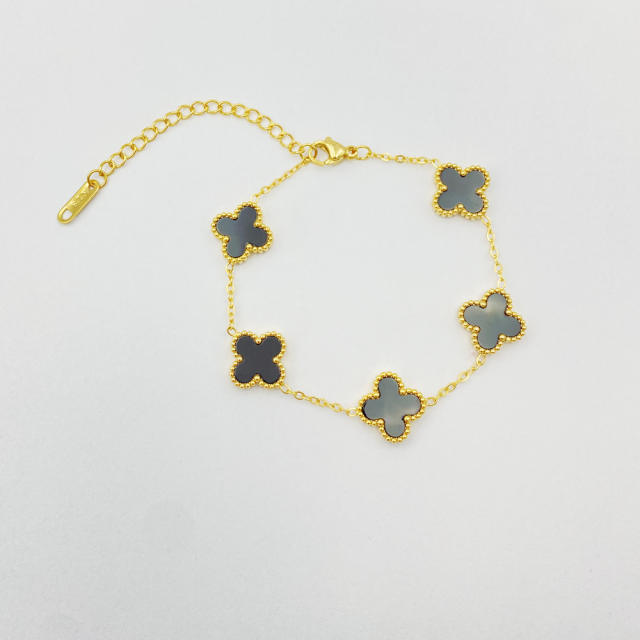 13mm high quality non-fading stainless steel four-leaf clover bracelet for women