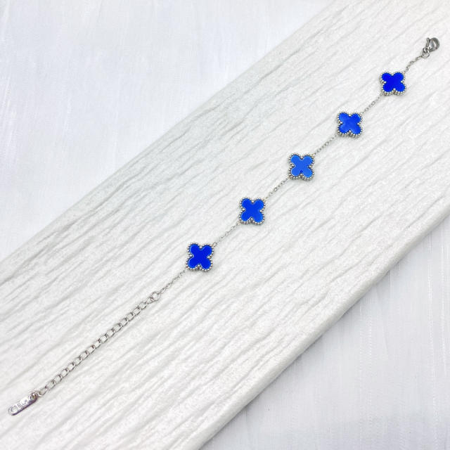 13mm high quality non-fading stainless steel four-leaf clover bracelet for women