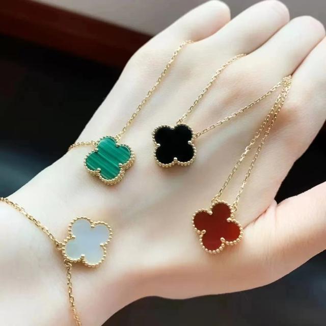 15MM classic single clover pendant stainless steel necklace for women