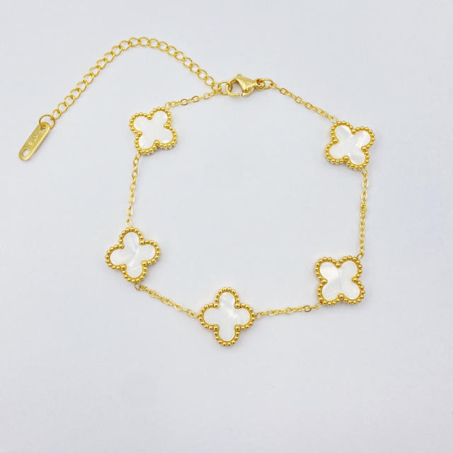 13mm high quality non-fading stainless steel four-leaf clover bracelet for women