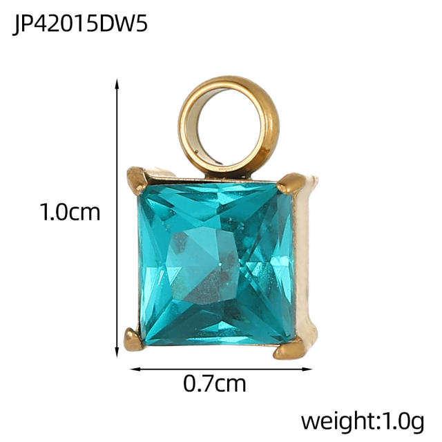 DIY colorful crystal pendant charm for necklace bracelet stainless steel accessory