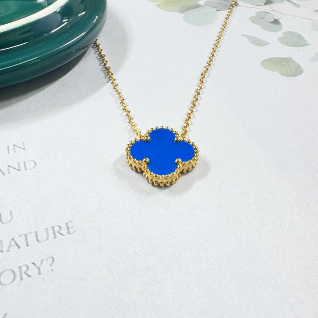 15MM classic single clover pendant stainless steel necklace for women