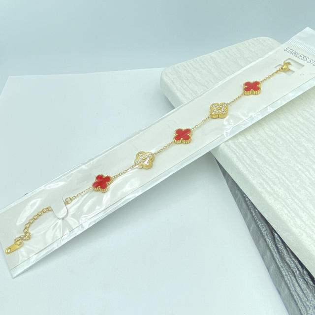 13MM four-leaf clover bracelet stainless steel bracelet for women