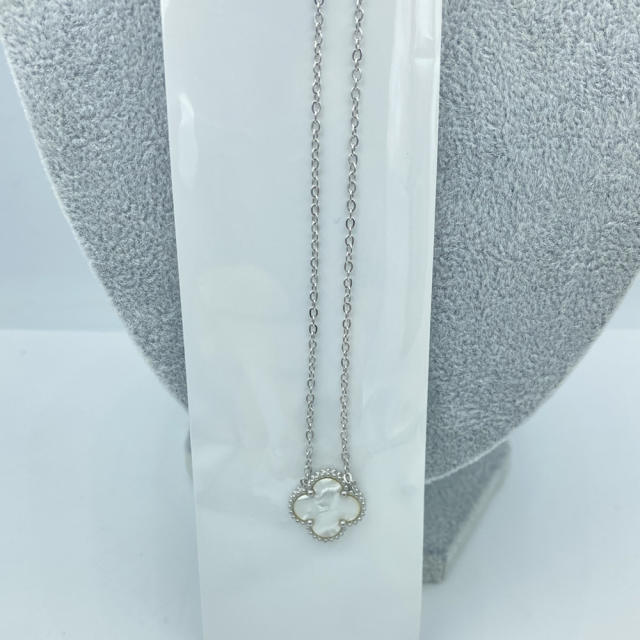 15MM classic single clover pendant stainless steel necklace for women