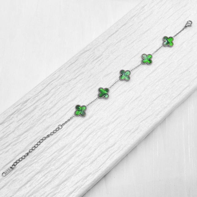 13mm high quality non-fading stainless steel four-leaf clover bracelet for women