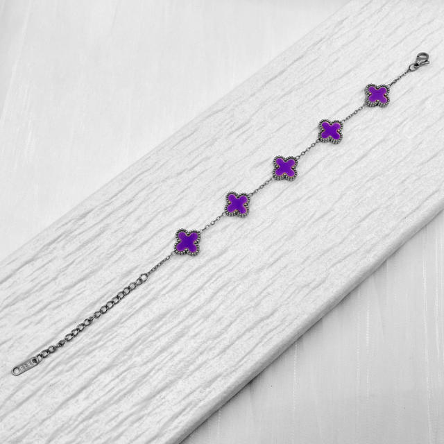 13mm high quality non-fading stainless steel four-leaf clover bracelet for women