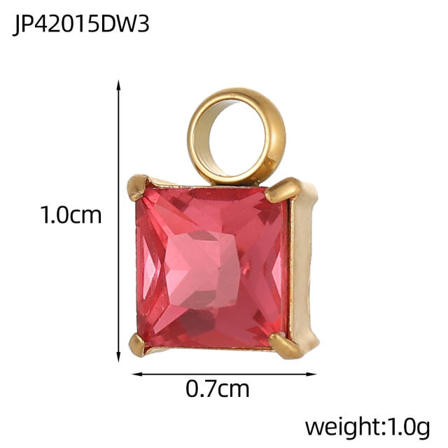 DIY colorful crystal pendant charm for necklace bracelet stainless steel accessory