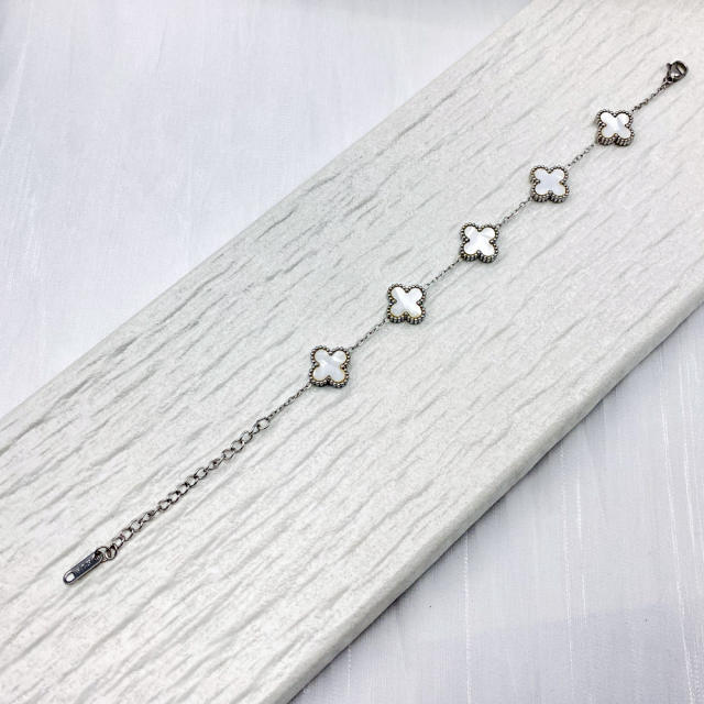13mm high quality non-fading stainless steel four-leaf clover bracelet for women