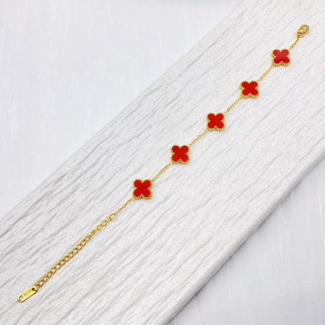 13mm high quality non-fading stainless steel four-leaf clover bracelet for women
