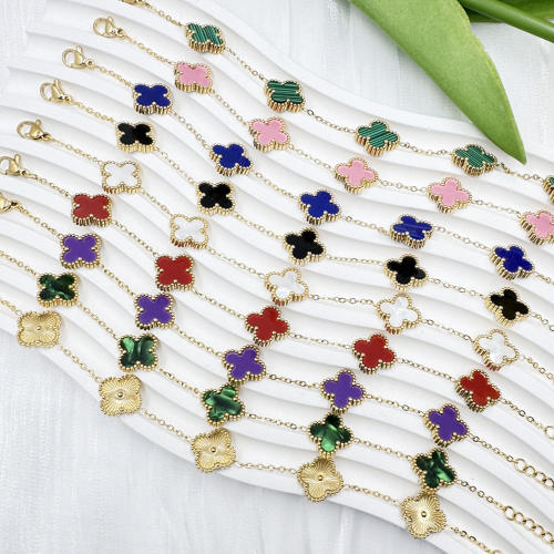 13mm high quality non-fading stainless steel four-leaf clover bracelet for women