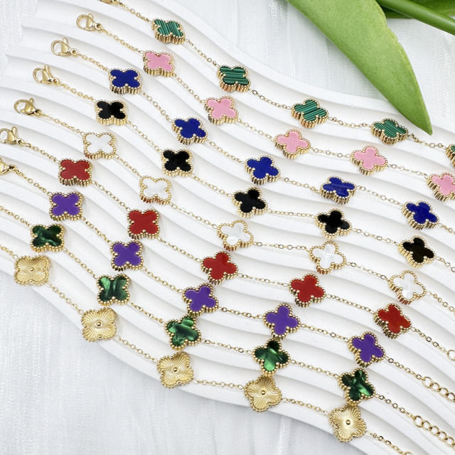 13mm high quality non-fading stainless steel four-leaf clover bracelet for women