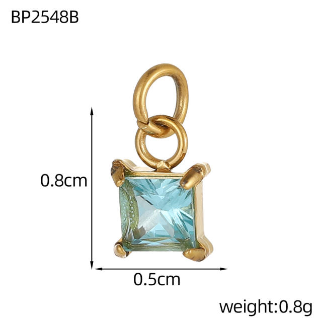 DIY colorful crystal pendant charm for necklace bracelet stainless steel accessory
