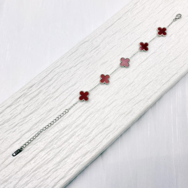 13mm high quality non-fading stainless steel four-leaf clover bracelet for women