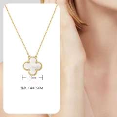 15MM classic single clover pendant stainless steel necklace for women