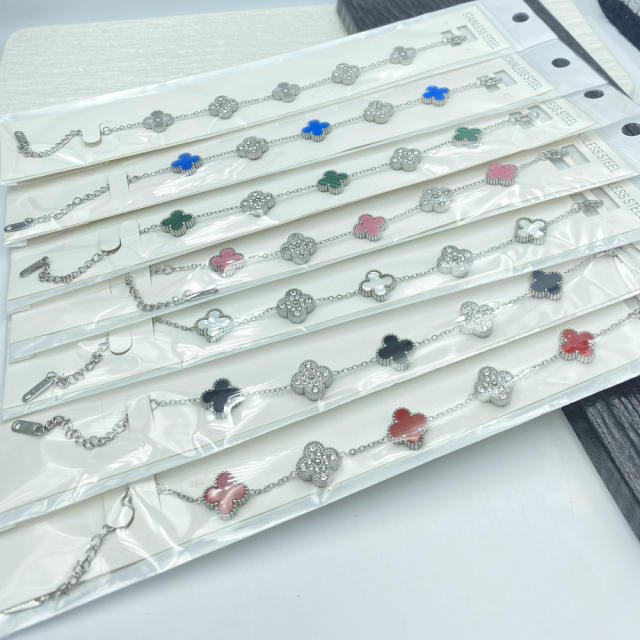13MM four-leaf clover bracelet stainless steel bracelet for women