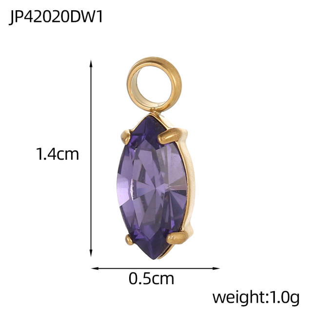 DIY colorful crystal pendant charm for necklace bracelet stainless steel accessory