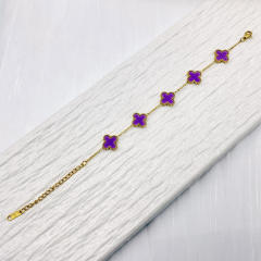 13mm high quality non-fading stainless steel four-leaf clover bracelet for women