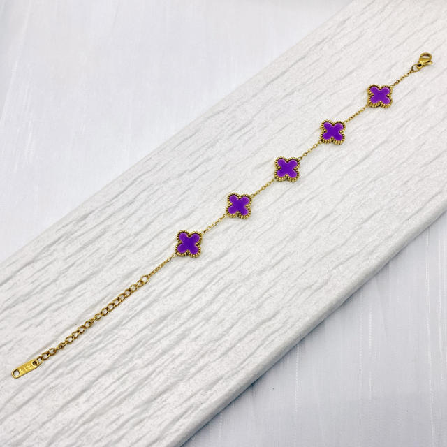 13mm high quality non-fading stainless steel four-leaf clover bracelet for women
