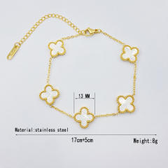 13mm high quality non-fading stainless steel four-leaf clover bracelet for women