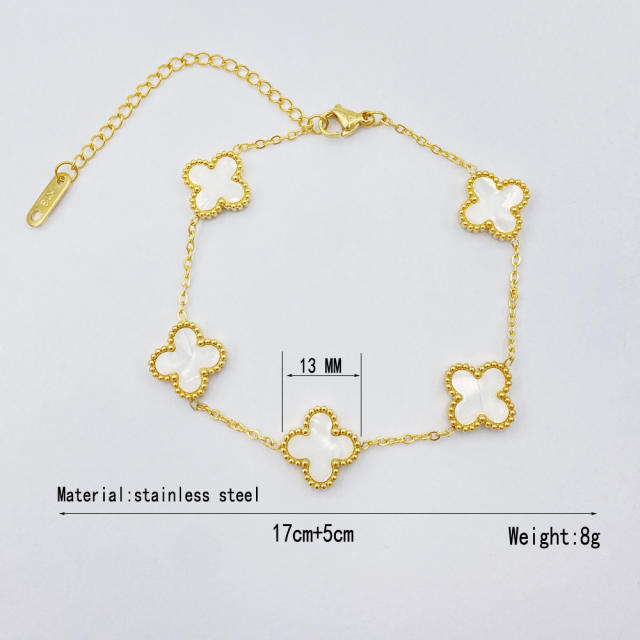 13mm high quality non-fading stainless steel four-leaf clover bracelet for women