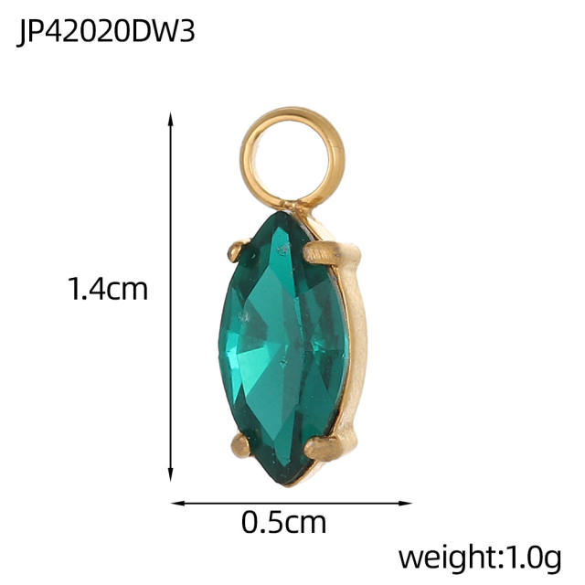 DIY colorful crystal pendant charm for necklace bracelet stainless steel accessory