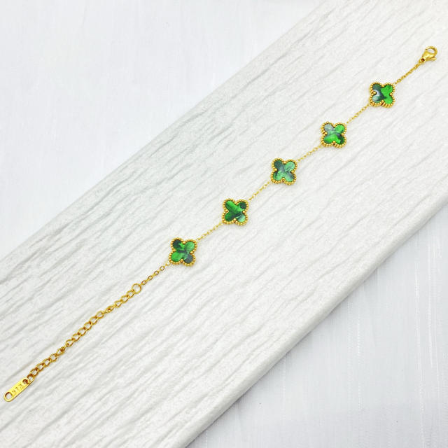 13mm high quality non-fading stainless steel four-leaf clover bracelet for women