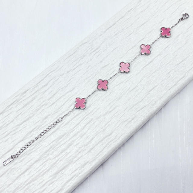 13mm high quality non-fading stainless steel four-leaf clover bracelet for women