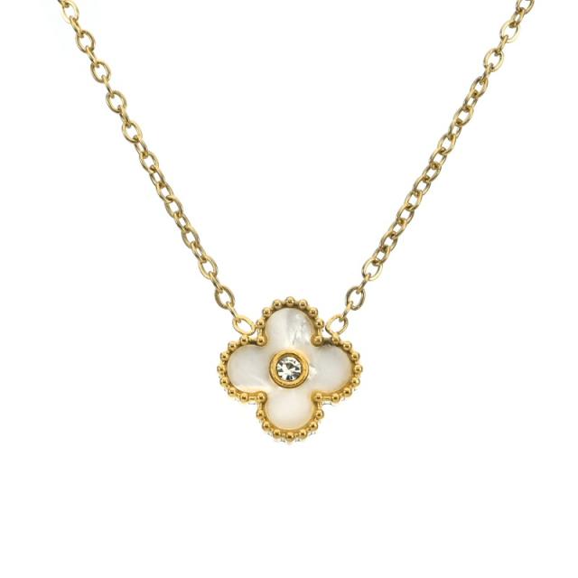 13MM Four-leaf Clover Diamond Necklace stainless steel necklace for women