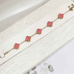 13mm high quality non-fading stainless steel four-leaf clover bracelet for women