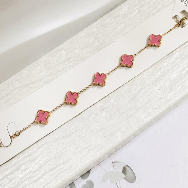 13mm high quality non-fading stainless steel four-leaf clover bracelet for women