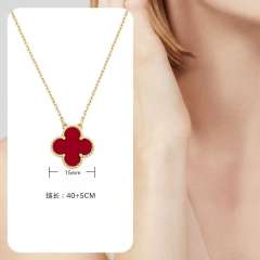 15MM classic single clover pendant stainless steel necklace for women