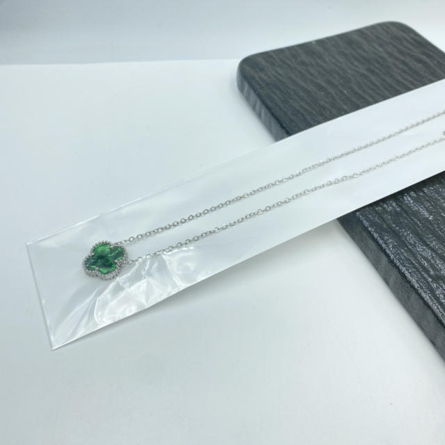 15MM classic single clover pendant stainless steel necklace for women