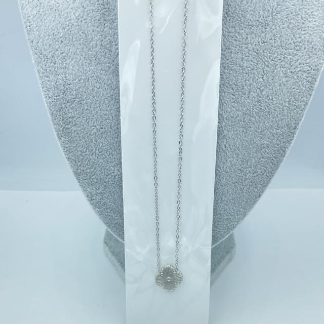 15MM classic single clover pendant stainless steel necklace for women