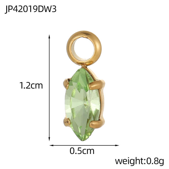 DIY colorful crystal pendant charm for necklace bracelet stainless steel accessory