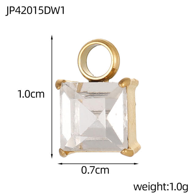 DIY colorful crystal pendant charm for necklace bracelet stainless steel accessory