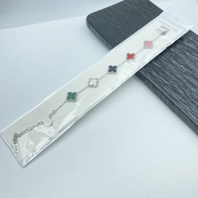 13mm high quality non-fading stainless steel four-leaf clover bracelet for women
